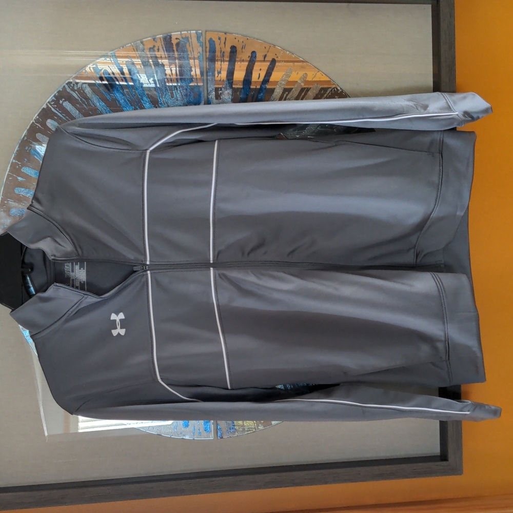 Under Armour Women's Gray Full-Zip Track Jacket with White Stripes